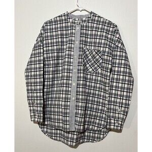 NEW Madewell Women’s Cotton Button Down Shirt Black White Plaid Size XS